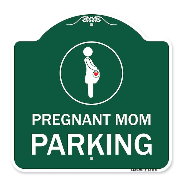 Signmission Pregnant Mom Parking W/ Graphic, Green & White Aluminum Architectural Sign, 18" x 18", GW-1818-23274 A-DES-GW-1818-23274 - main